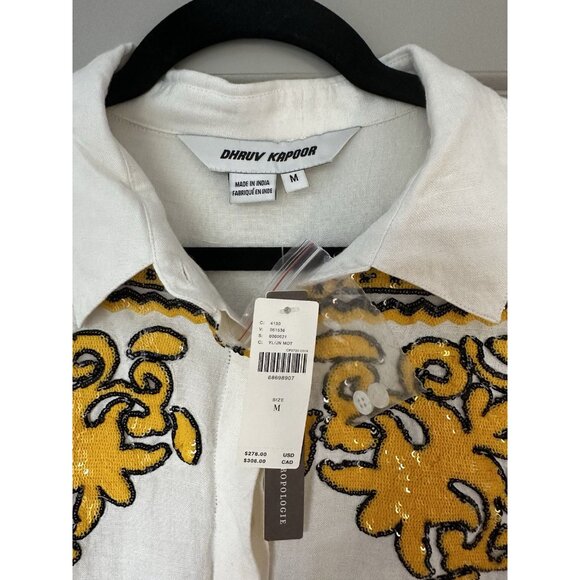 Dhruv Kapoor NWT Long-Sleeve Embroidered Sequin Mini Shirt Dress Medium Anthro - Picture 4 of 10